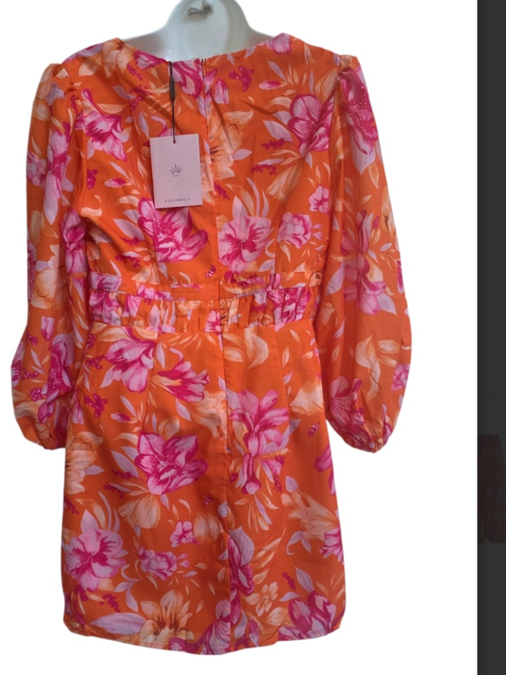 Hello Molly Orange Floral Empire Waist Mini Dress US 8 Cottagecore NWT - Picture 2 of 2